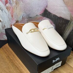 Coach Sienna Cream Leather Slide with Gold Hardware
